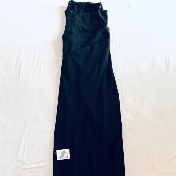NWT ASOS black bandeau maxi dress Womens 10 ruched skirt side slit formal party - Picture 7 of 12